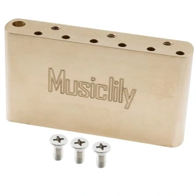 Abbildung von Musiclily Ultra 56,5mm Stringspacing Messing 42mm Tremolo Block für USA/Mexiko Fender Vintage Strat Style Classic Series E Gitarre