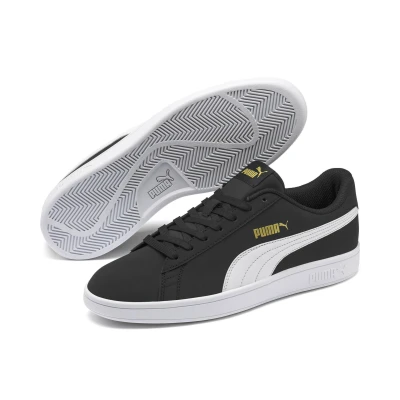 Abbildung von Puma Smash BUCK Unisex Sneaker low, Größe: 38.5, Black/white/team gold Hochwertiges lederimitat