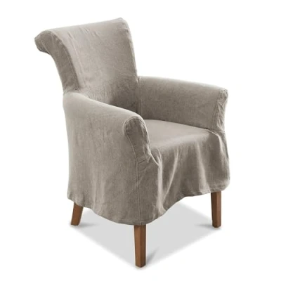Abbildung von Loberon Sessel Amherst, Abnehmbare Husse, Elegantes Design, Klassischer Look, Esszimmerstuhl, Sitzmöbel, Eichenholz, Baumwolle, grau