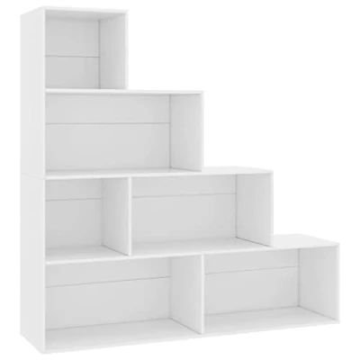 Abbildung von vidaXL Bücherregal Raumteiler Treppenregal Stufenregal Standregal Regal Raumtrenner Wandregal Aktenregal Weiß 155x24x160cm Holzwerkstoff