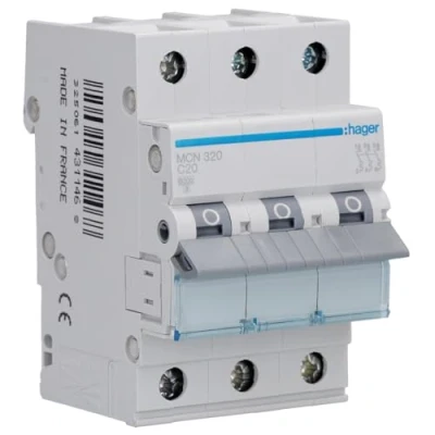Abbildung von Hager MCN320 LS Schalter 3P 6kA C 20A 3M Schraubtechnik