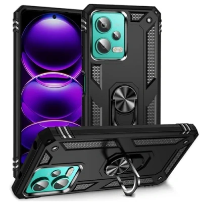 Abbildung von Max Power Digital Hülle für Xiaomi Redmi Note 12 4G Standfunktion Drehbar Ringhalter 360 Grad Case Cover Magnet Bumper Handyhülle Outdoor Hart Hardcase Mit Ring (Xiaomi 4G, Schwarz)