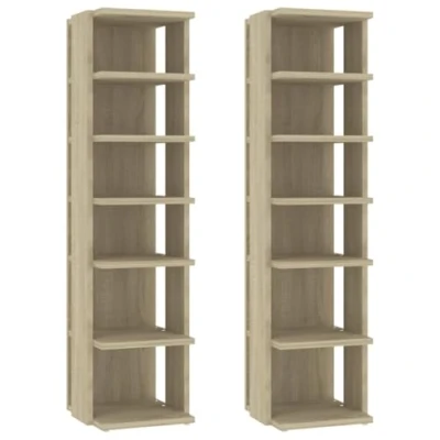 Abbildung von vidaXL 2X Schuhschrank mit 6 Fächern Schuhablage Schuhregal Schuhaufbewahrung Schuhständer Schuhorganizer Sonoma Eiche 25x27x102cm