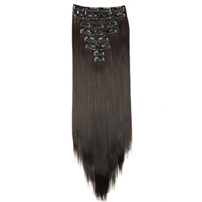 Abbildung von CAISHA XXL 60cm 8 Teile Set CLIP IN EXTENSIONS Haarverlängerung Haarteil Voluminös Glatt Braun CES22