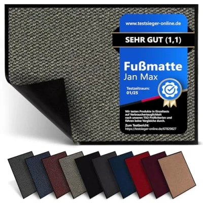 Abbildung von Jan Max Schmutzfangmatte 5 Größen Fußmatte für Innen und Außen Sauberlaufmatte in beige schwarz 40 x 60 cm