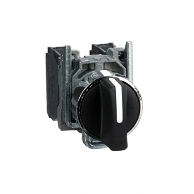 Abbildung von Schneider Electric XB4BD53 Wahlschalter, Harmony XB4, Metall, 22mm, 3 Stellungen, Mitte rastend, Links Rechts tastend, 2S