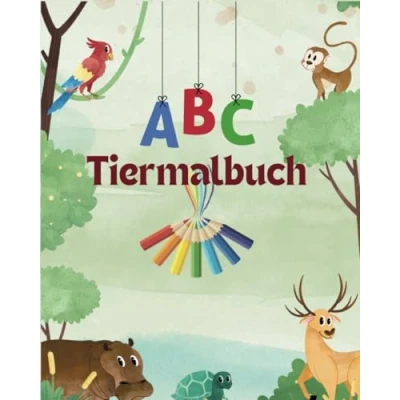 Abbildung von ABC Tiermalbuch: Malbuch für Kinder,ideal Vorschule und Schule zum spielerischen Lernen der Buchstaben von A Z ,niedlich Tiere Ausmalen,perfektes Geschenk Schulstart