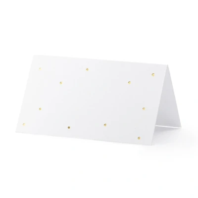 Abbildung von partydeco Papierdekoration, Tischkarten Punkte 9,5x5,5cm blanko 10 Stück weiß gold
