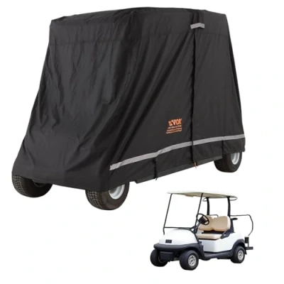 Abbildung von VEVOR Schwarzer Golfwagen Regenabdeckung 4 Personen Golfwagenabdeckung 270 x 120 170 cm, 600D Wasserdicht, Tragbare Aufbewahrungsabdeckung mit Reißverschluss, Passend für die Meisten