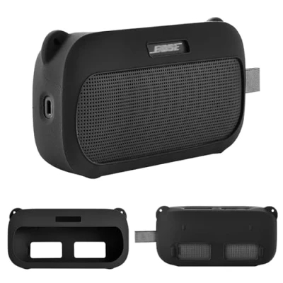 Abbildung von Silikonhülle Tragetasche Case Tasche Hülle für Bose SoundLink Flex (2.Gen.) / Tragbaren Bluetooth Lautsprecher (Schwarz)