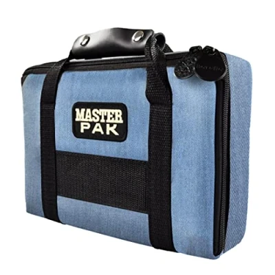 Abbildung von Karella Dartpfeil Darttasche MASTER PAK jeans edition, Dart Case Etui Tasche für Dartpfeile Flights