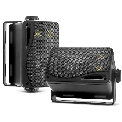 Abbildung von Pyle Wasserdichte Lautsprecher 3.5 Zoll 200 Watt 3 Wege Wetterfeste Mini Box, Schwarz, PLMR24B