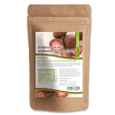 Abbildung von Mynatura Erdbeeren, gefriergetrocknet, in Vollmilchschokolade I Erdbeeren umhüllt von Schokolade Müsli Snack Süß Beutel (1x 1000g)