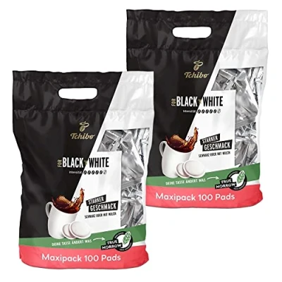 Abbildung von Tchibo Kaffeepads Vorratspack Maxipack, BLACK&amp;WHITE, 200 Stück 2x 100 Pads (Kaffee, kräftig mit starkem Geschmack), nachhaltig, geeignet für Senseo Maschinen