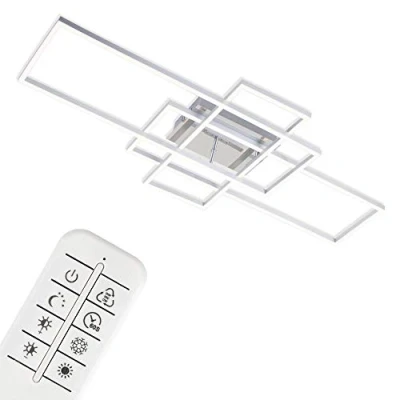 Abbildung von Briloner Leuchten LED Deckenleuchte 3156018 FRAME, fest integriert, Kaltweiß, Neutralweiß, Warmweiß, Deckenlampe, 104x42x10cm, Chrom, 55W, Wohnzimmer, Schlafzimmer, Küche