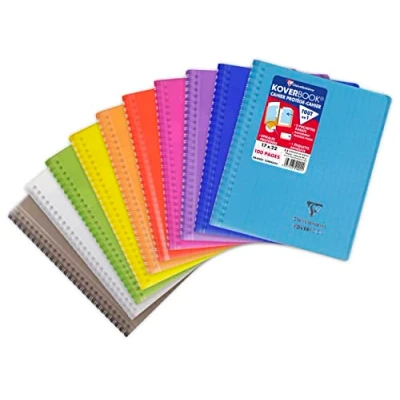 Abbildung von Clairefontaine 351401C Heft Koverbook Umschlag aus PP transparent 17x22cm, 50 Blatt, französische Lineatur, 1 Stück, farbig sortiert