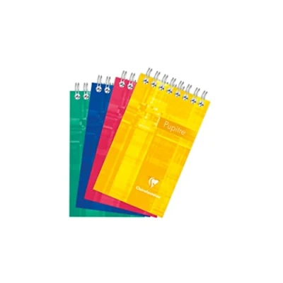 Abbildung von Clairefontaine 8552C Spiralblock, kariert, 75 x 120 mm, ideal für Notizen, 60 Blatt, 1 Stück, farbig sortiert