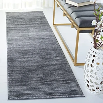 Abbildung von SAFAVIEH Modern Teppich für Wohnzimmer, Esszimmer, Schlafzimmer Vision Collection, Kurzer Flor, Grau, 66 X 244 cm