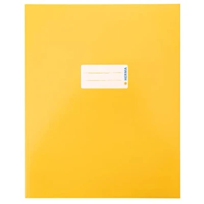 Abbildung von HERMA 20044 Heftumschlag Quart Karton Gelb, Hefthülle mit Beschriftungsfeld aus stabilem &amp; extra starkem Papier, Heftschoner für Schulhefte, farbig
