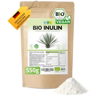 Abbildung von EWL Naturprodukte Inulin Pulver Bio 550g, Ballaststoffe aus Agave gewonnen, Inulinpulver kontrolliert biologischem Anbau