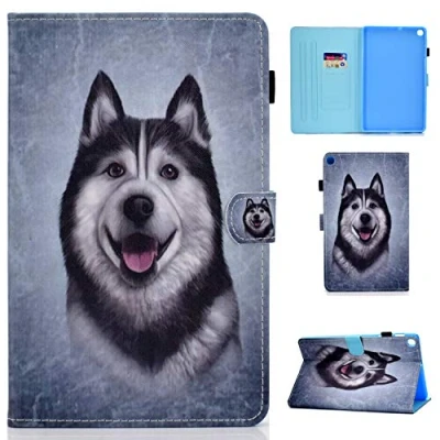 Abbildung von Succtop Galaxy Tab A 2019 10.1 Hülle PU Leder Flip Stand Brieftasche Tablet Schutzhülle mit Kartenschlitz, Stifthalter für Samsung 10,1 Zoll SM T510 / T515 Husky Hund