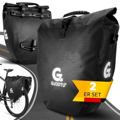 Abbildung von GUOOTU 2 Er Set fahrradtasche für Gepäckträger 20L mit Tragegriff und Schultergurt gepäckträger, gepäckträgertasche, Gepäckträgertasche Reflektoren (Schwarz 20L, 2er Set)