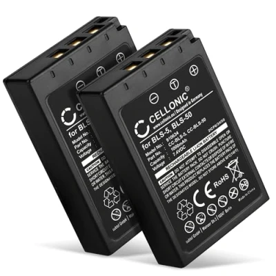 Abbildung von CELLONIC 2X Akku BLS 5, 50 kompatibel mit Olympus OM D E M10 Mark II, III, IV, Pen P3, PL6, PL7, PL8, Stylus 1 7.2V 7.4V 1000mAh