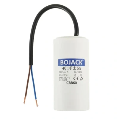 Abbildung von BOJACK CBB60 40uF 450V 50/60HZ Anlaufkondensator, SH Motorbetriebskondensator, AC Motorkondensator, mit Draht