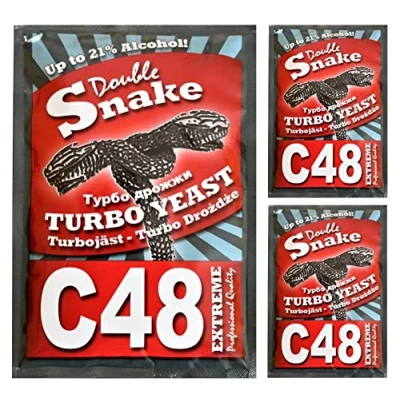 Abbildung von HUGBERT Turbohefe Double Snake C48 Vodka Alkohol Gärhefe Weinhefe Brennhefe 21%, 3 Stück