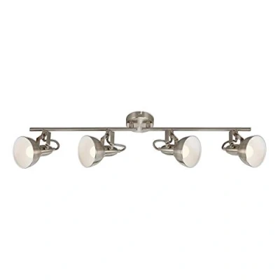 Abbildung von Briloner Leuchten Deckenleuchte, Spotleuchte 4 flammig, Strahler Dreh und schwenkbar, Retro/Vintage, x E14, 40 Watt, Metall, Satin Weiß, 790x190mm (LxH)