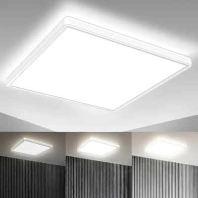 Abbildung von B.K.Licht Deckenleuchte LED Deckenlampe Backlight 4.000K 3.000lm BKL1313, fest integriert, Neutralweiß, Panel Ultra Flach 420x420x29mm 22W Memoryfunktion Weiß