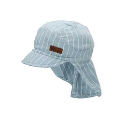 Abbildung von Sterntaler Jungen Schirmmütze mit Nackenschutz Linien Sonnenhut, hellblau, 45
