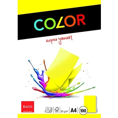 Abbildung von Elco 74616.72 Color Verpackung mit 100 Blatt Büropapier, A4, 80g, intensivgelb, Fenster: nein