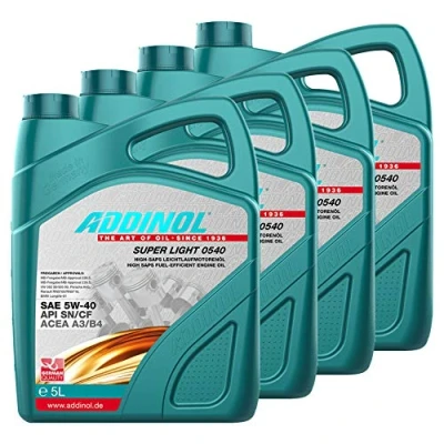 Abbildung von Addinol 4X Motoröl Motorenöl Motor Motoren Oil Engine Benzin Diesel 5W 40 Super Light 0540 5L 72097781