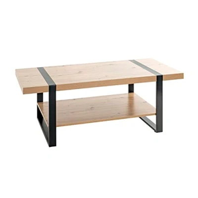 Abbildung von HAKU Möbel Couchtisch Eiche, schwarz, Metall, Spanplatte Maße: B 120 cm x H 45 T 60 cm, Style: Modern