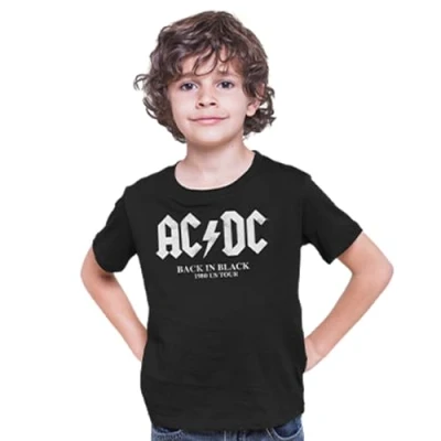 Abbildung von AC/DC Jungen Boacdcrts006 T Shirt, Schwarz, 8 Jahre