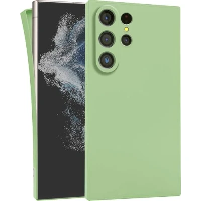 Abbildung von MyGadget Hülle kompatibel mit Samsung Galaxy S24 Ultra robuste Handyhülle TPU Case Slim Silikonhülle Back Cover Kratzfest Schutzhülle Matt Grün
