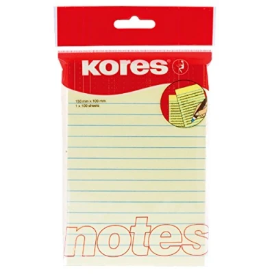 Abbildung von Kores N46510 Haftnotizen Notes liniert, 150 x 100 mm, Blatt, gelb