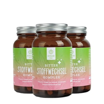 Abbildung von BitterLiebe® Bitter Stoffwechsel Komplex 90 hochdosierte Kapseln mit Cholin, Zink, Vitaminen &amp; Bitterstoffen Für einen normalen Fett und Energiestoffwechsel Vegan Made in Germany