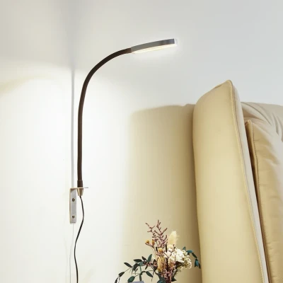 Abbildung von Lindby LED Leselampe Flexola, nickel, rund, Metall, Stecker