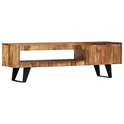 Abbildung von vidaXL Sheeshamholz Massiv TV Schrank mit 1 Tür offenem Fach Board Tisch Möbel Fernsehschrank Lowboard Fernsehtisch Sideboard 140x30x40cm