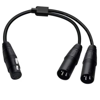 Abbildung von HuaLiSiJi XLR Kabel y Splitter Adapter 1 Female to 2 Male Mikrofonkabel Splitterkabel (Schwarz, 0.5m)