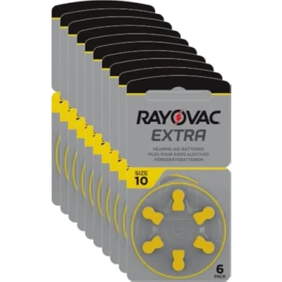 Abbildung von Rayovac Extra Advanced Zink Luft Hörgerätebatterie, 10er Pack, mit 60 Batterien, Geeignet für Hörgeräte Hörhilfen Hörverstärker, Gelb