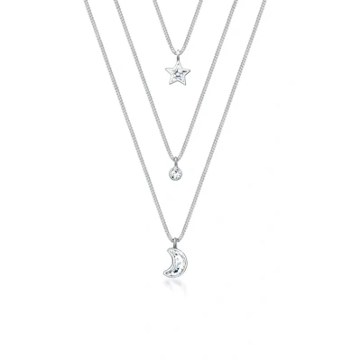 Abbildung von Elli Layer MOND Stern Halskette silvercoloured, Damen, Größe: 40, Silver coloured
