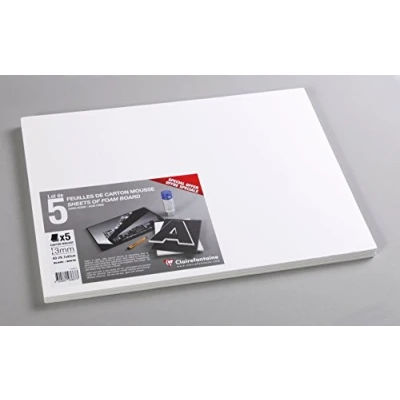 Abbildung von Clairefontaine 193667C Packung (mit 5 Schaumkartons, DIN A3, 29,7 x 42 cm, 3 mm, säurefrei, leicht und fest, geeignet für Dekorationsarbeiten, zur Bilderrahmung, zum Modellieren) 5er Pack weiß