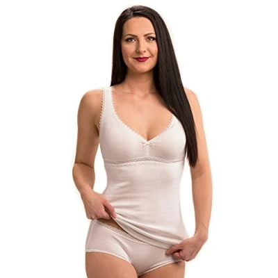 Abbildung von HERMKO 15804740 Damen BH Hemd aus 100% Bio Baumwolle, Farbe:weiß, Größe:36/38 (S)