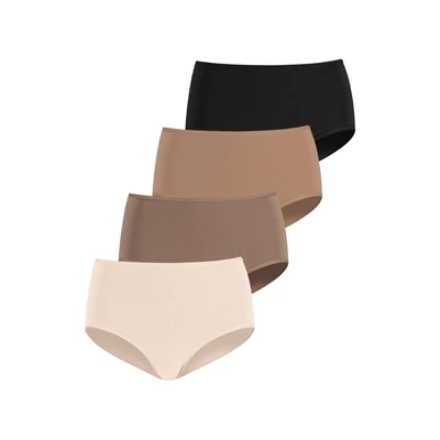 Abbildung von Lascana 4 PACK Slip Champagner nougat beige schwarz, Damen, Größe: 32/34, schwarz