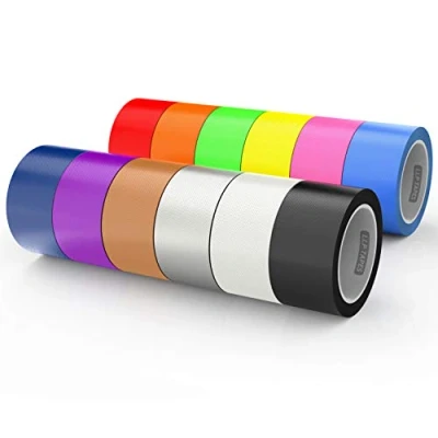 Abbildung von LLPT Gewebeband Panzertape 12 Premium Sortierte Farbpakete 50mm x 9m Matt und Reflexionsfrei Gewebeklebeband in Blau Rosa Gelb Grün Orange Rot Schwarz Weiß Braun Silber Lila (DT612)