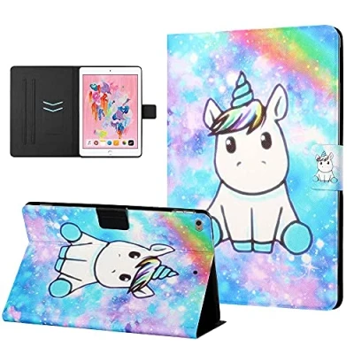 Abbildung von CasaFuny Hülle Kompatibel mit iPad 9.7 Zoll 2017/2018(5./6.Generation),/iPad Air 2/ 1 Ultra Dünn PU Leder Ständer Schutzhülle Case Cover Auto Schlaf/Aufwach Funktion,Einhorn