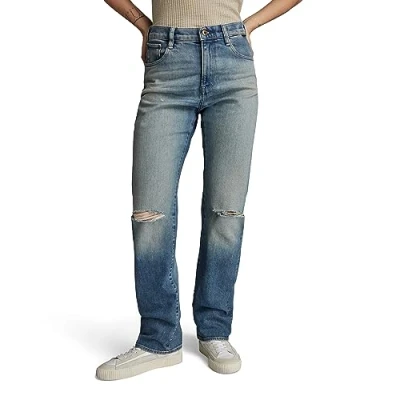 Abbildung von G STAR Damen Viktoria High Straight Jeans, Blau (Antique Faded Blue Agave Ripped D23959 D503 G130), 24W / 32L